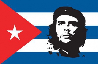 Che Guevara mit Kuba Fahne gedruckt | 60 x 90 cm