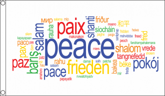 Peace in vielen Sprachen Fahne aus Stoff | 90 x 150 cm Peace Words