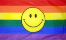 Regenbogen mit Smiley Fahne gedruckt | 90 x 150 cm