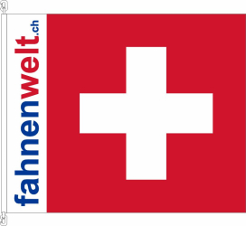 ⁑ Fahne Schweiz CH gedruckt mit fahnenwelt.ch links | 144 x 120 cm
