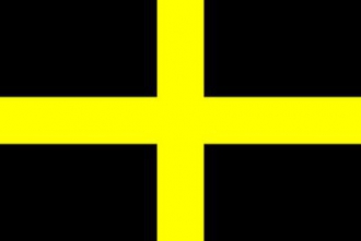 Davidskreuz Wales gelb / schwarz Fahne gedruckt | 90 x 150 cm