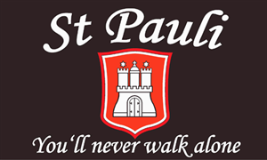 Fan-Fahne St. Pauli You\'ll never walk alone aus Stoff | 90 x 150 cm