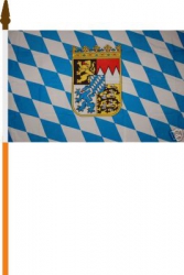 Bayern mit Wappen Fahne am Stab gedruckt | 30 x 45 cm