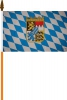 Bayern mit Wappen Fahne am Stab gedruckt | 30 x 45 cm