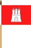 Hamburg Fahne am Stab gedruckt | 30 x 45 cm