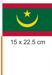 Mauretanien Fahne / Flagge am Stab neues Design neues Design Pack à 4 Stück | 15 x 22.5 cm