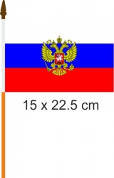 Russland mit Adler Fahne / Flagge am Stab  Pack à 4 Stück | 15.5 x 22.5 cm