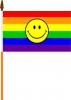 Smiley / Smilie Regenbogen Fahne am Stab gedruckt | 30 x 45 cm