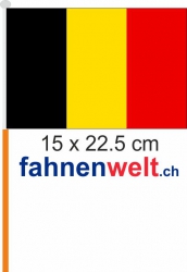 Belgien Fahne / Flagge am Stab  Pack à 4 Stück | 15 x 22.5 cm