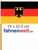 Deutschland mit Adler Fahne / Flagge am Stab  Pack à 4 Stück | 15 x 22.5 cm