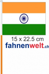 Indien Fahne / Flagge am Stab  Pack à 4 Stück | 15 x 22.5 cm