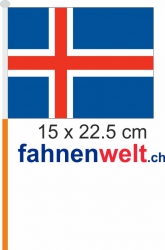 Island Fahne / Flagge am Stab  Pack à 4 Stück | 15 x 22.5 cm