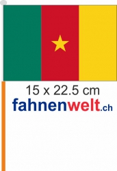 Kamerun Fahne / Flagge am Stab  Pack à 4 Stück | 15 x 22.5 cm