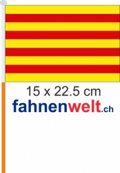 Katalonien Fahne / Flagge am Stab  Pack à 4 Stück | 15 x 22.5 cm