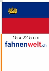 Liechtenstein Fahne / Flagge am Stab  Pack à 4 Stück | 15 x 22.5 cm