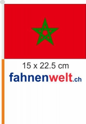 Marokko Fahne / Flagge am Stab  Pack à 4 Stück | 15 x 22.5 cm
