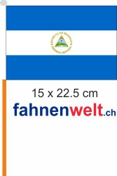 Nicaragua Fahne / Flagge am Stab  Pack à 4 Stück | 15 x 22.5 cm