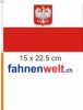 Polen mit Adler Fahne / Flagge am Stab  Pack à 4 Stück | 15 x 22.5 cm