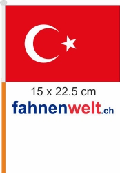 Türkei Fahne / Flagge am Stab  Pack à 4 Stück | 15 x 22.5 cm