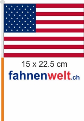 USA Fahne / Flagge am Stab  Pack à 4 Stück | 15 x 22.5 cm