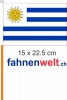 Uruguay Fahne / Flagge am Stab  Pack à 4 Stück | 15 x 22.5 cm