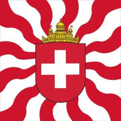 50% Fahne geflammt Schweiz Parlament | 200 x 200 cm Top-Flag