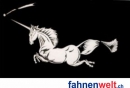 Einhorn/Unicorn Fahne schwarz gedruckt | 90 x 150 cm