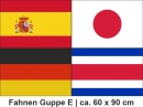 Gruppe E Fahnenset 60 x 90 cm aus Stoff mit allen 4 Fussball-WM-Gruppen-Teilnehmern 2022