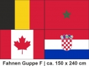 Gruppe F Fahnenset 150 x 225 - 250 cm aus Stoff mit allen 4 Fussball-WM-Gruppen-Teilnehmern 2022