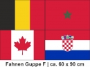 Gruppe F Fahnenset 60 x 90 cm aus Stoff mit allen 4 Fussball-WM-Gruppen-Teilnehmern 2022