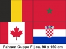 Gruppe F Fahnenset 90 x 150 cm aus Stoff mit allen 4 Fussball-WM-Gruppen-Teilnehmern 2022