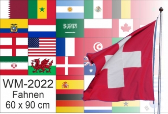 Fahnenset mit allen 32 Fussball-WM-Teilnehmern 2022 gedruckt | à 60 x 90 cm
