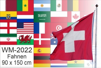 Fahnenset mit allen 32 Fussball-WM-Teilnehmern 2022 gedruckt | à 90 x 150 cm