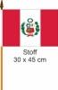 Peru mit Wappen Fahne / Flagge am Stab | 30 x 45 cm