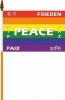 Peace / Regenbogen Fahne am Stab in 7 Sprachen | 30 x 45 cm