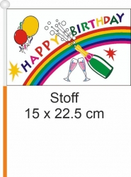 Happy Birthday / Flagge am Stab  Pack à 4 Stück | 15.5 x 22.5 cm