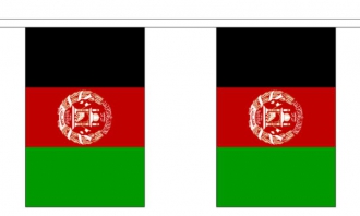 Fahnenkette Afghanistan gedruckt aus Stoff | 30 Fahnen 15 x 22.5 cm 9 m lang