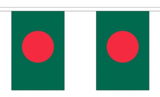 Fahnenkette Bangladesch gedruckt aus Stoff | 30 Fahnen 15 x 22.5 cm 9 m lang