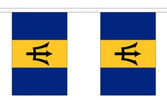 Fahnenkette Barbados gedruckt aus Stoff | 30 Fahnen 15 x 22.5 cm 9 m lang