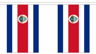 Fahnenkette Costa Rica gedruckt aus Stoff | 30 Fahnen 15 x 22.5 cm 9 m lang