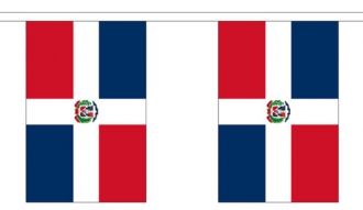Fahnenkette Dominikanische Republik gedruckt aus Stoff | 30 Fahnen 15 x 22.5 cm 9 m lang