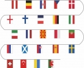 Fahnenkette mit 24 Ländern gedruckt aus Stoff | 24 Fahnen 15 x 22.5