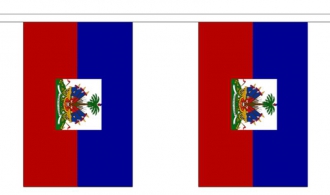 Fahnenkette Haiti gedruckt aus Stoff | 30 Fahnen 15 x 22.5 cm 9 m lang