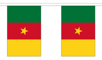 Fahnenkette Kamerun gedruckt aus Stoff | 30 Fahnen 15 x 22.5 cm 9 m lang