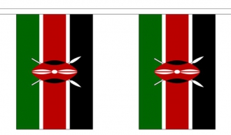 Fahnenkette Kenia gedruckt aus Stoff | 30 Fahnen 15 x 22.5 cm 9 m lang