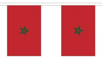 Fahnenkette Marokko gedruckt aus Stoff | 30 Fahnen 15 x 22.5 cm 9 m lang