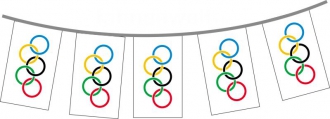 Stoff Fahnenkette Olympia / Olympische Spiele gedruckt | 30 Fahnen 15 x 25 cm 9 m lang