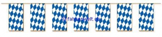 Fahnenkette Bayern Raute aus Papier / Oktoberfest gedruckt | 20 Fahnen 12 x 24 cm 5 m lang