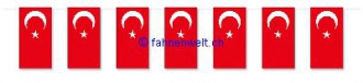 Fahnenkette Türkei gedruckt aus Papier | 20 Fahnen 12 x 24 cm 5 m lang