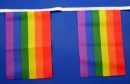 Stoff Fahnenkette Regenbogen gedruckt | 30 Fahnen 15 x 22.5 cm 9 m lang